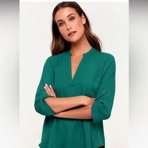 Lulus “V-sionary Forest Green Top” in size small